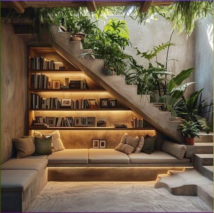Elegant staircase with integrated lighting